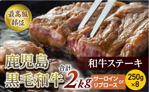 【牛肉】最高級部位ステーキ　２Kg(250ｇ×８)(サーロインorリブロース)