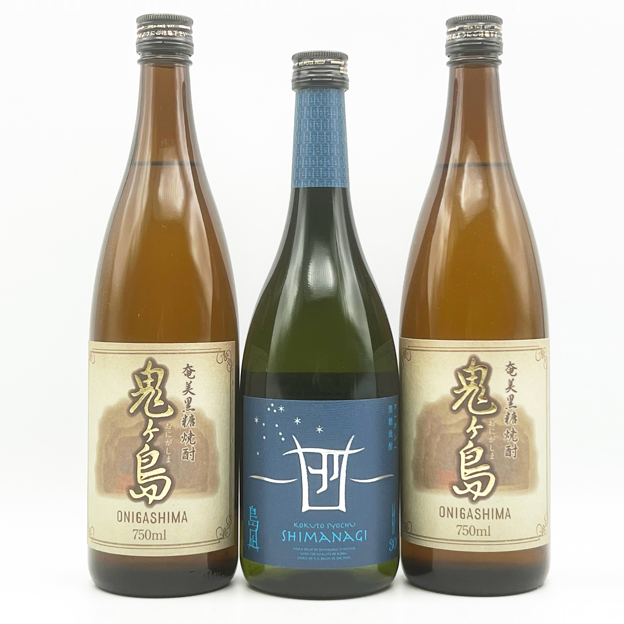 「島凪」30度・720ml×１本＆「鬼ヶ島」25度・750ml×２本【箱入り】